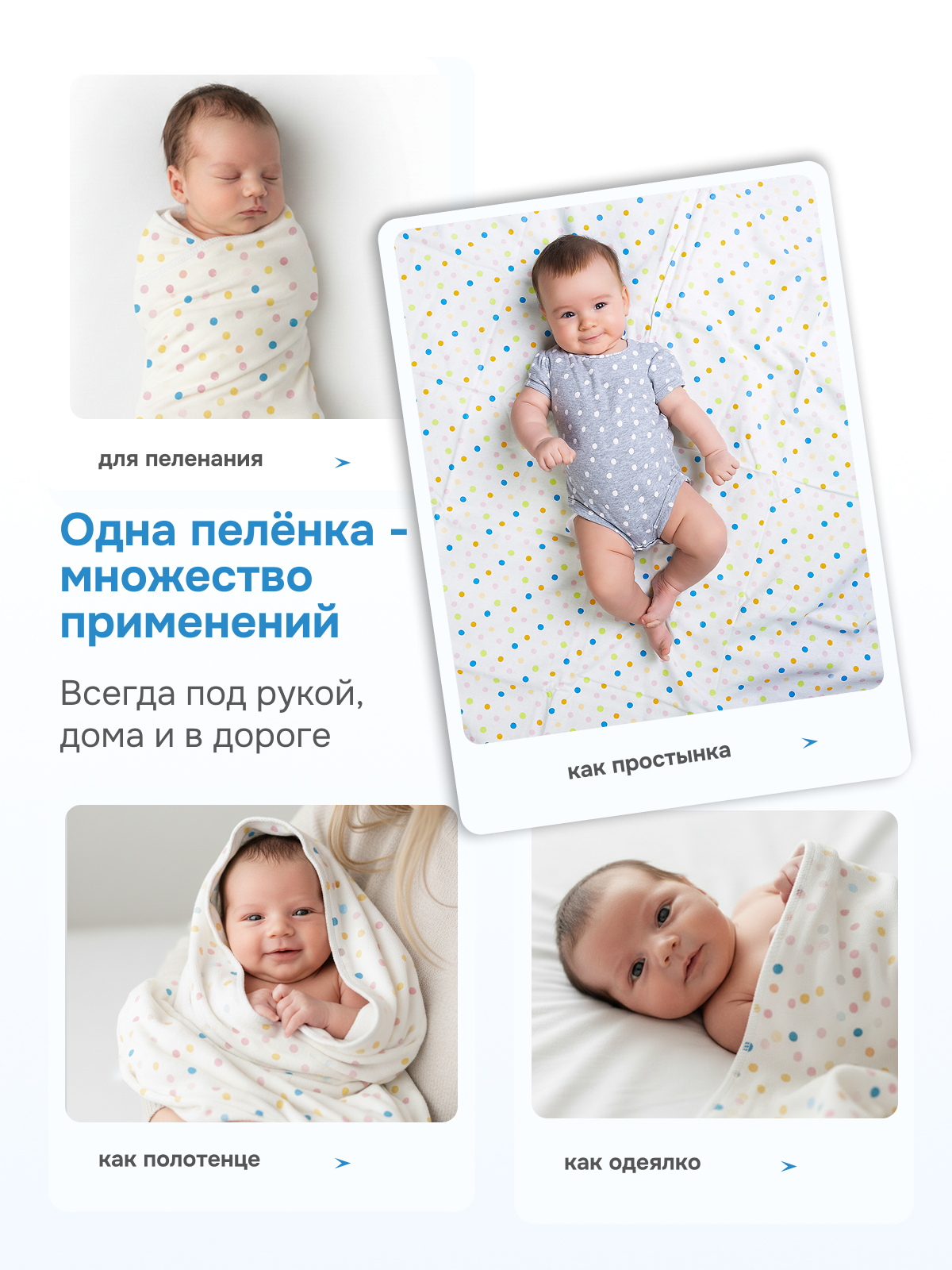 Пелёнка Чудо-Чадо Сыночку/Горох фланель 85х120 см 2 шт. - фото 4