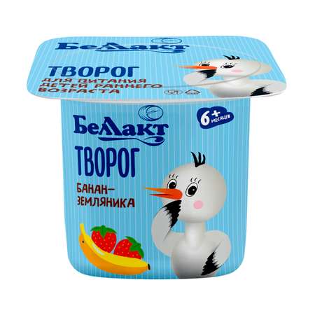 Творог Беллакт 4% банан-земляника 100г