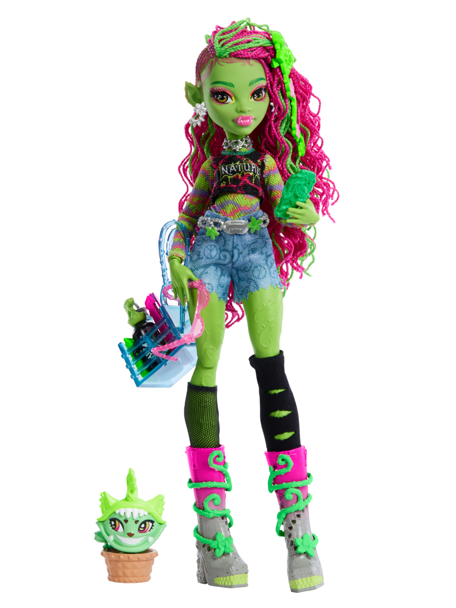 Кукла модельная Mattel Monster High Венера Макфлайтрап с питомцем высота 28 см HRP81 - фото 1