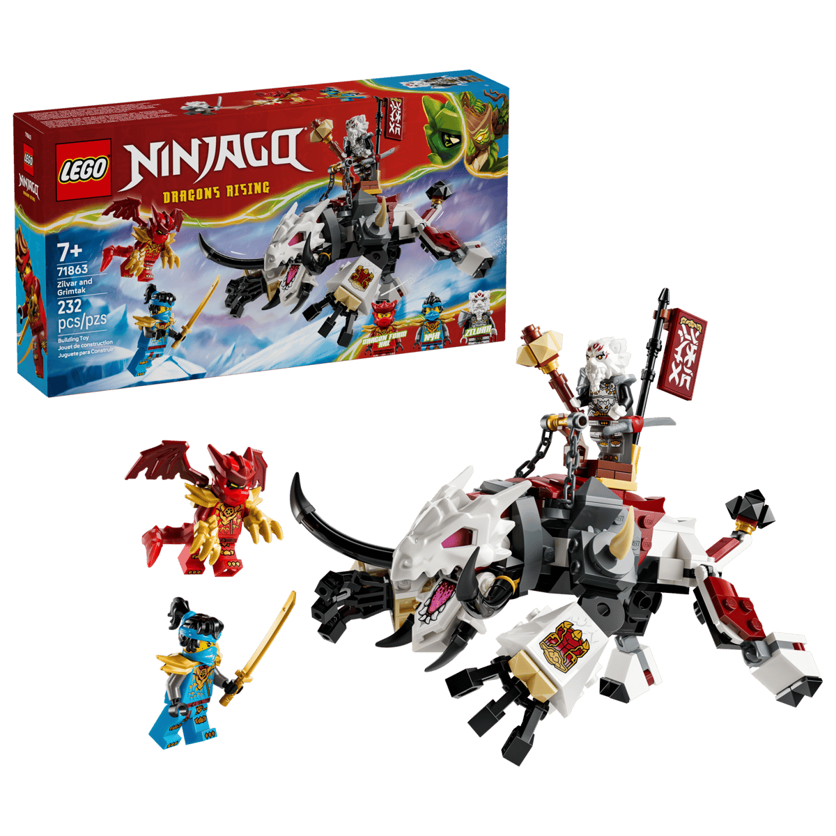 Конструктор LEGO NINJAGO Зилвар и Дракон-зверь Гримтак 232 дет. - фото 1