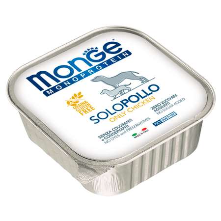 Корм для собак MONGE Dog Monoprotein Solo паштет из курицы консервированный 150г