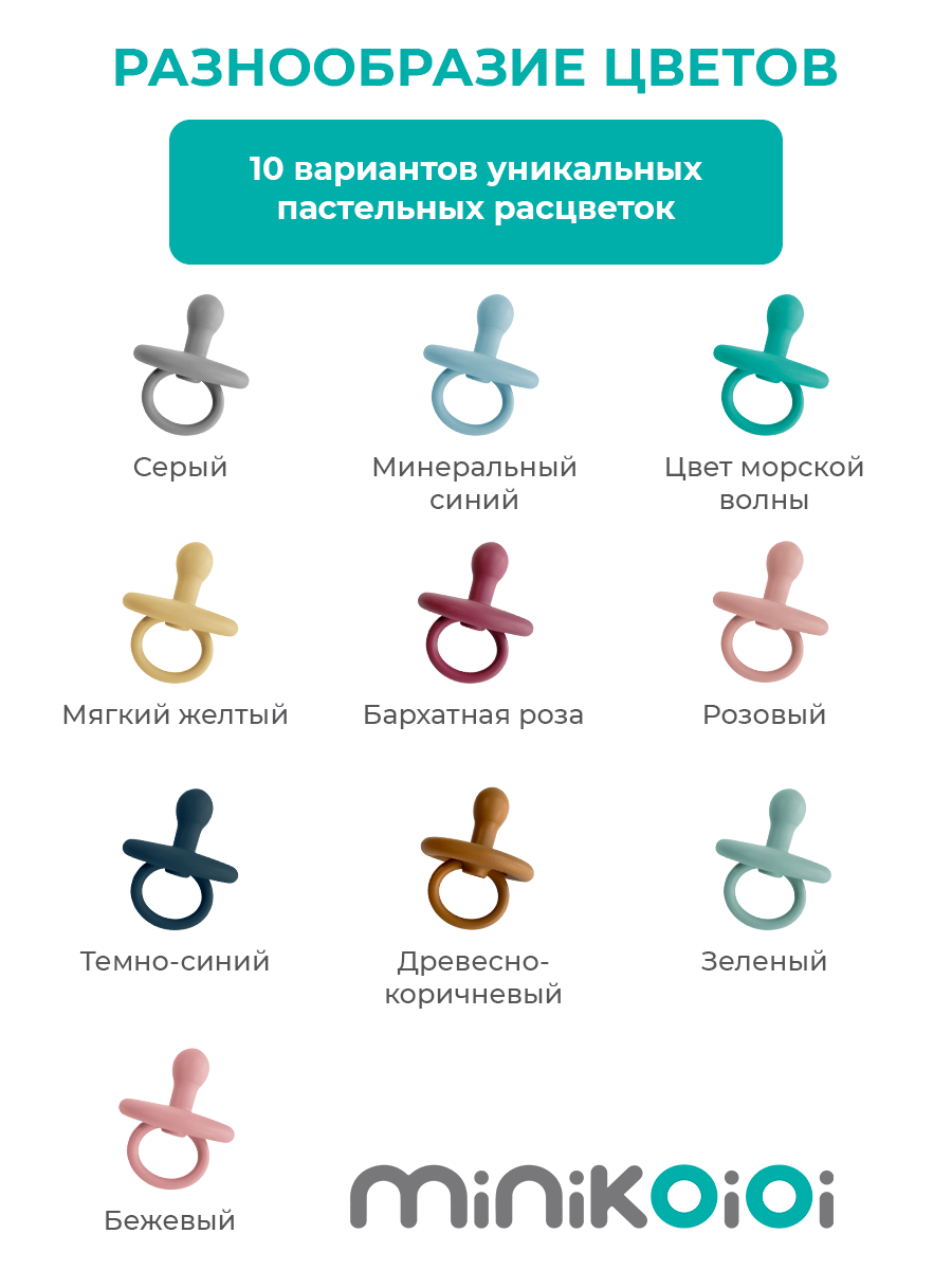 Пустышка MinikOiOi силикон ортодонтическая от 0 мес. 1 шт. - фото 9