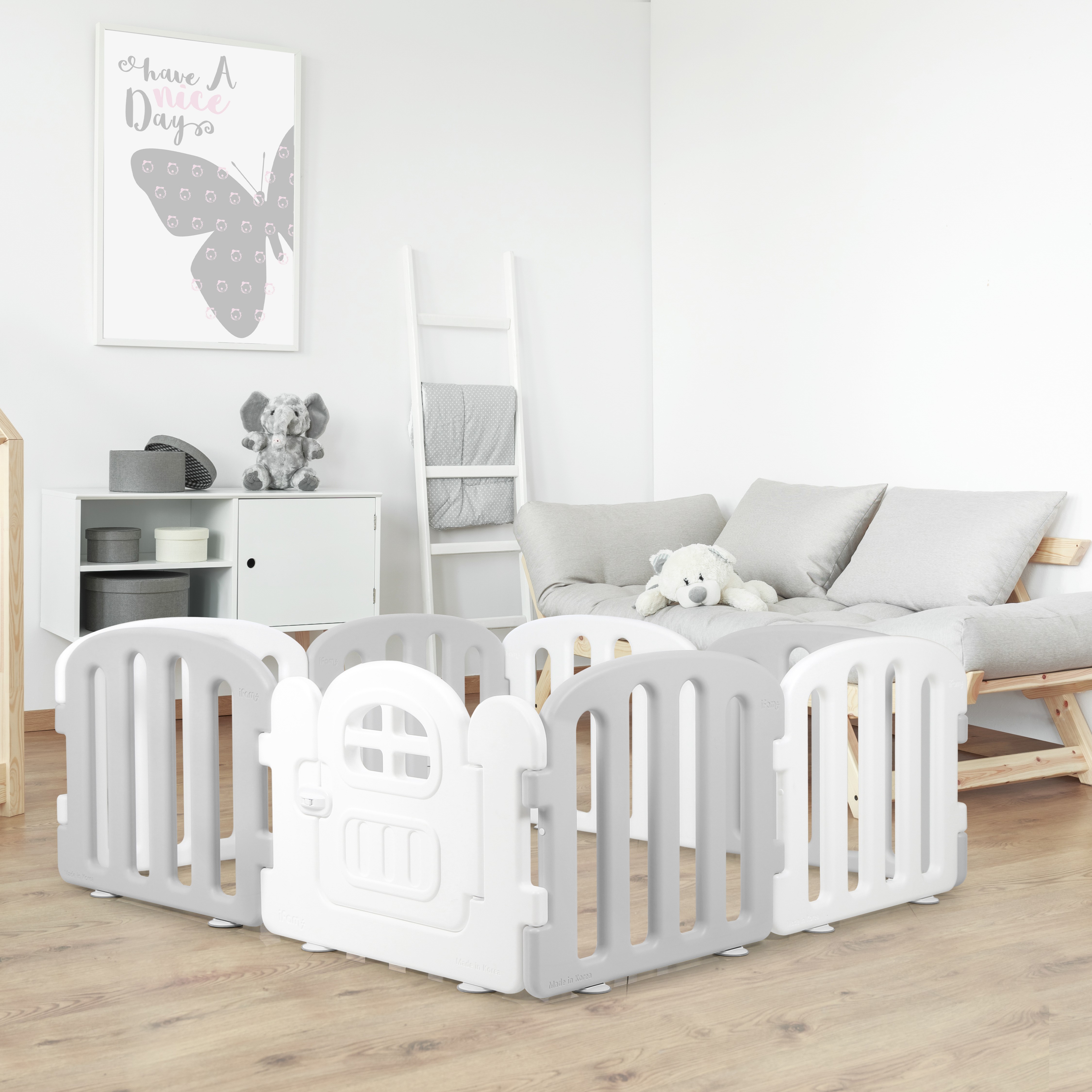 Детский манеж Ifam First Baby Room белый - серый IF-137-1-FBR-WLG10D - фото 3