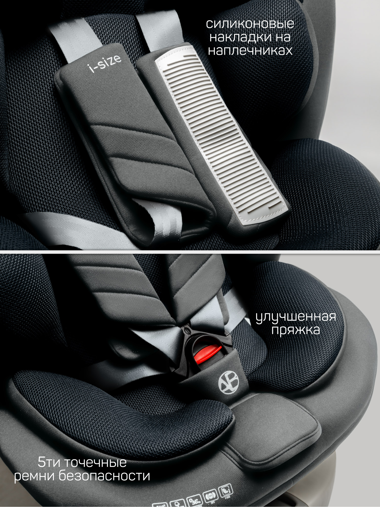 Автокресло Amarobaby Defender Isofix 0+/1/2/3 (0-36 кг) серый - фото 8