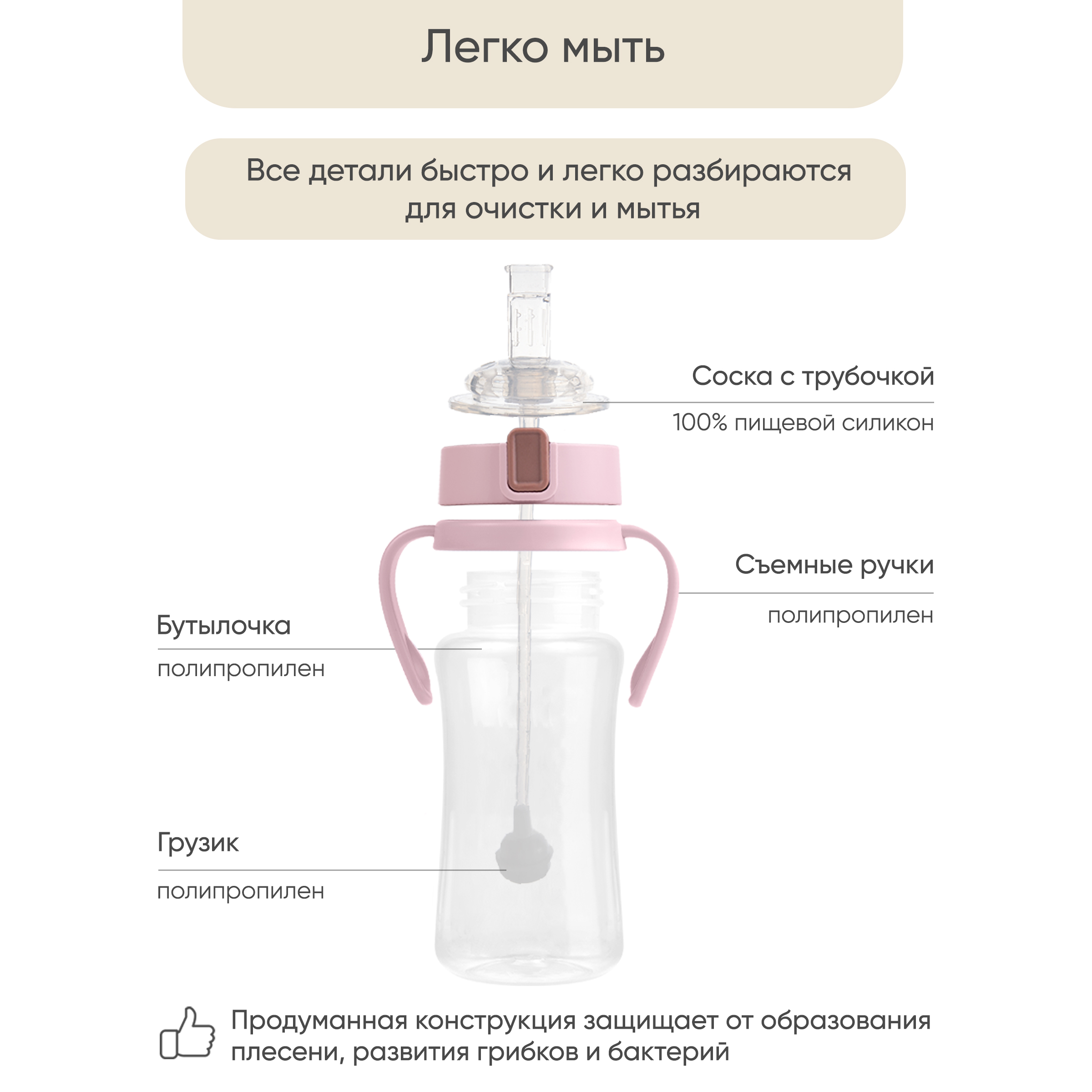 Поильник Paomma 300 мл в ассортименте - фото 2