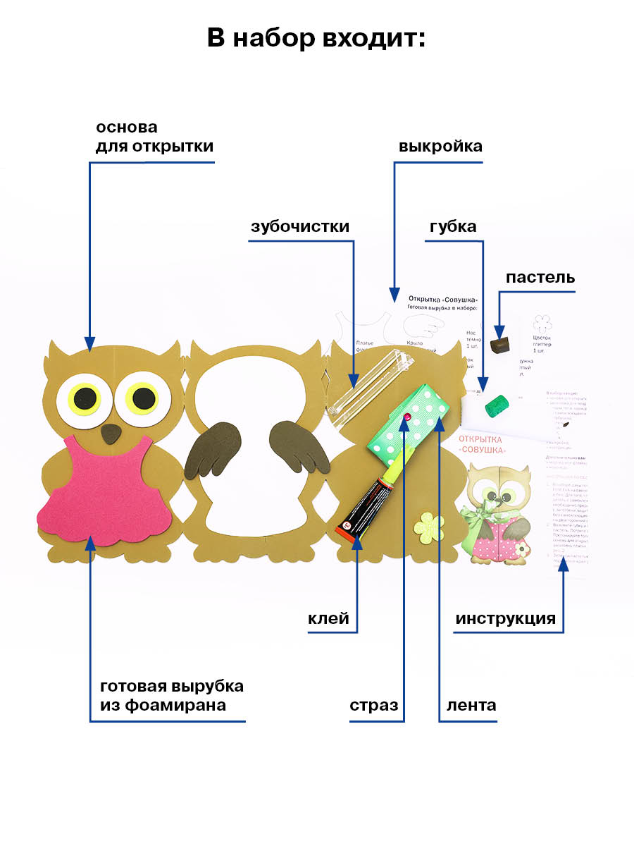 Набор для творчества Волшебная мастерская Совушка аппликация - фото 6