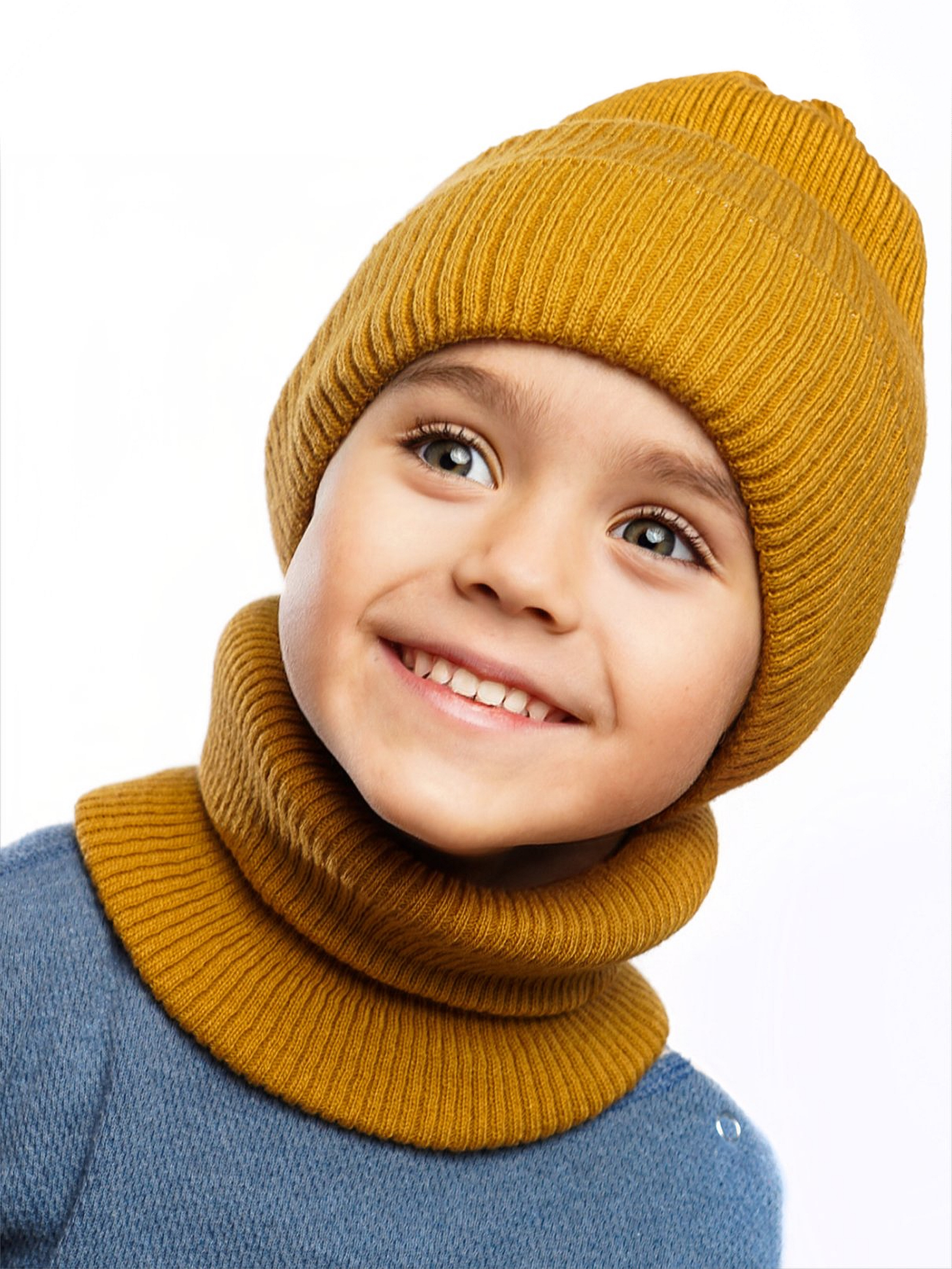 Шапка и снуд ПриКиндер U-Sp234140 Цвет: Горчичный - фото 12