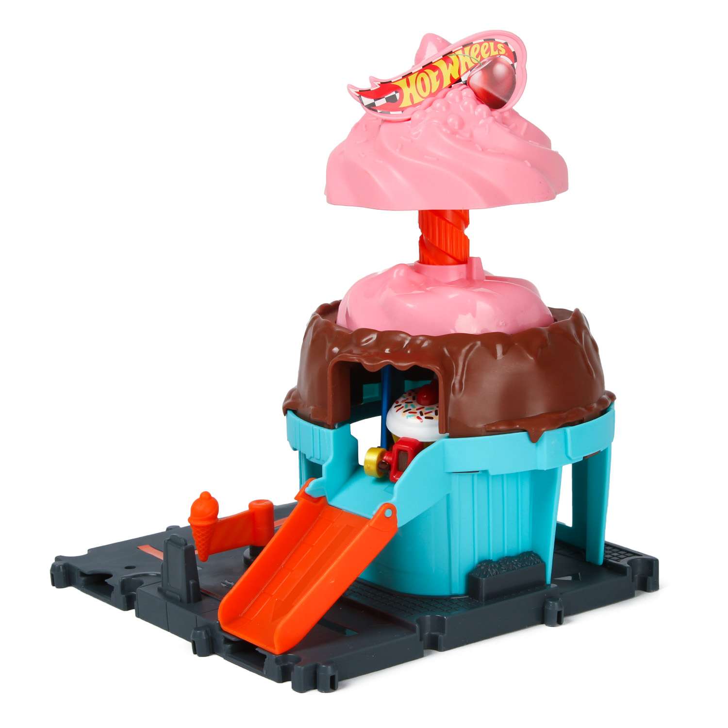 Трек Hot Wheels City Downtown Ice Cream Swir с лифтом HDR24 - фото 5