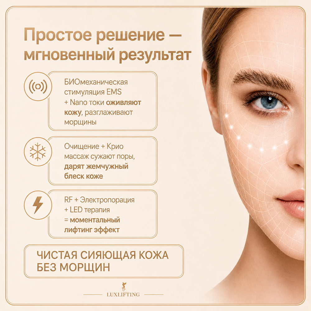 Прибор LUXLIFTING RF-лифтинг, LED, EMS, согревание - фото 4
