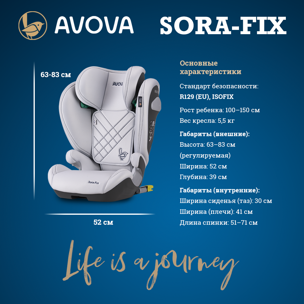Автокресло Avova Sora-Fix Isofix 2/3 (15-36 кг) серый - фото 5