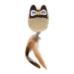 Игрушка для кошек Barbaks Сова с натуральным пером коричневая с кошачьей мятой 9см