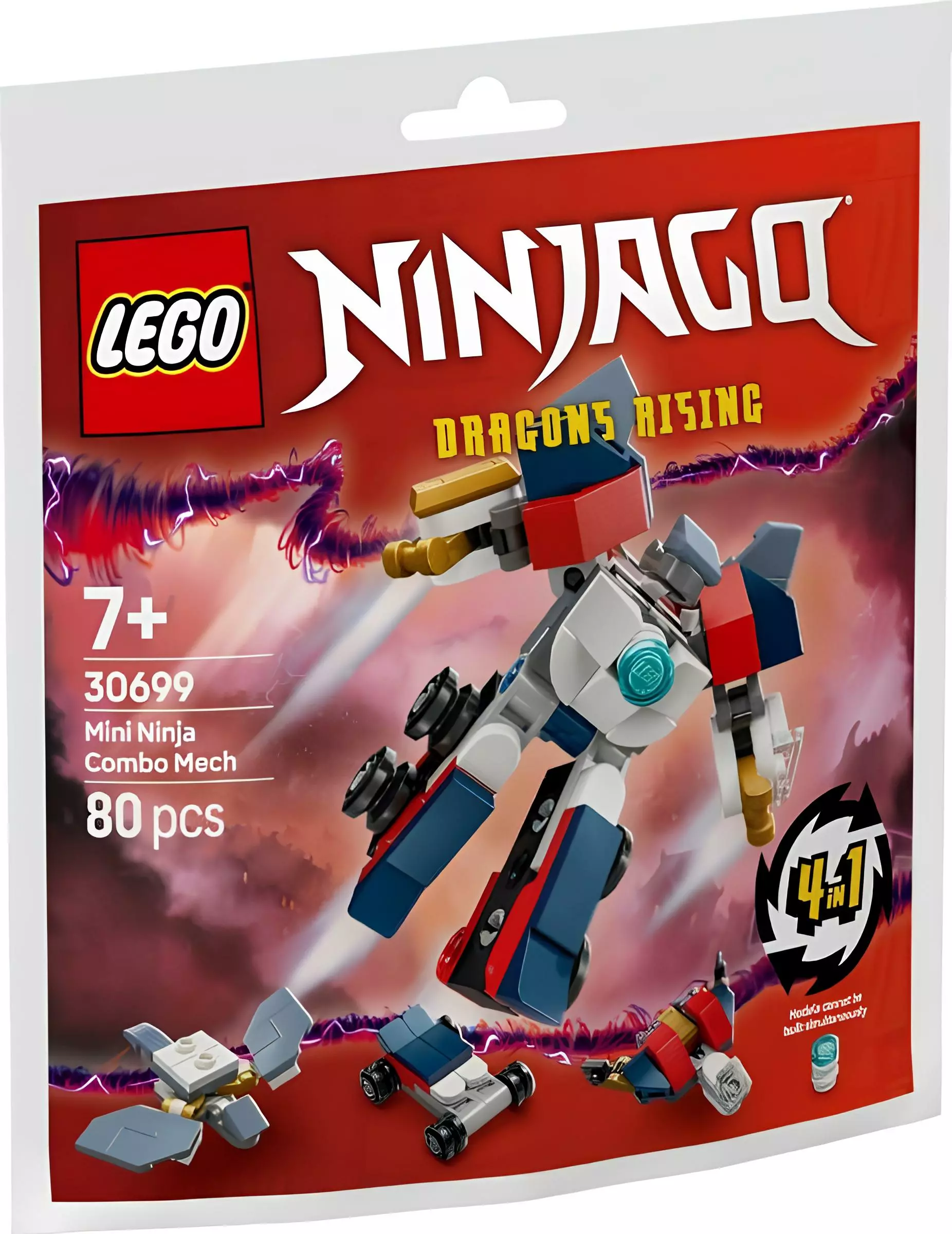 Изображение товара Конструктор LEGO Creator 30699 Мини-комбо-робот Ниндзя — 80 деталей для творчества Изображение товара Конструктор LEGO Creator 30699 Мини-комбо-робот Ниндзя — 80 деталей для творчества
