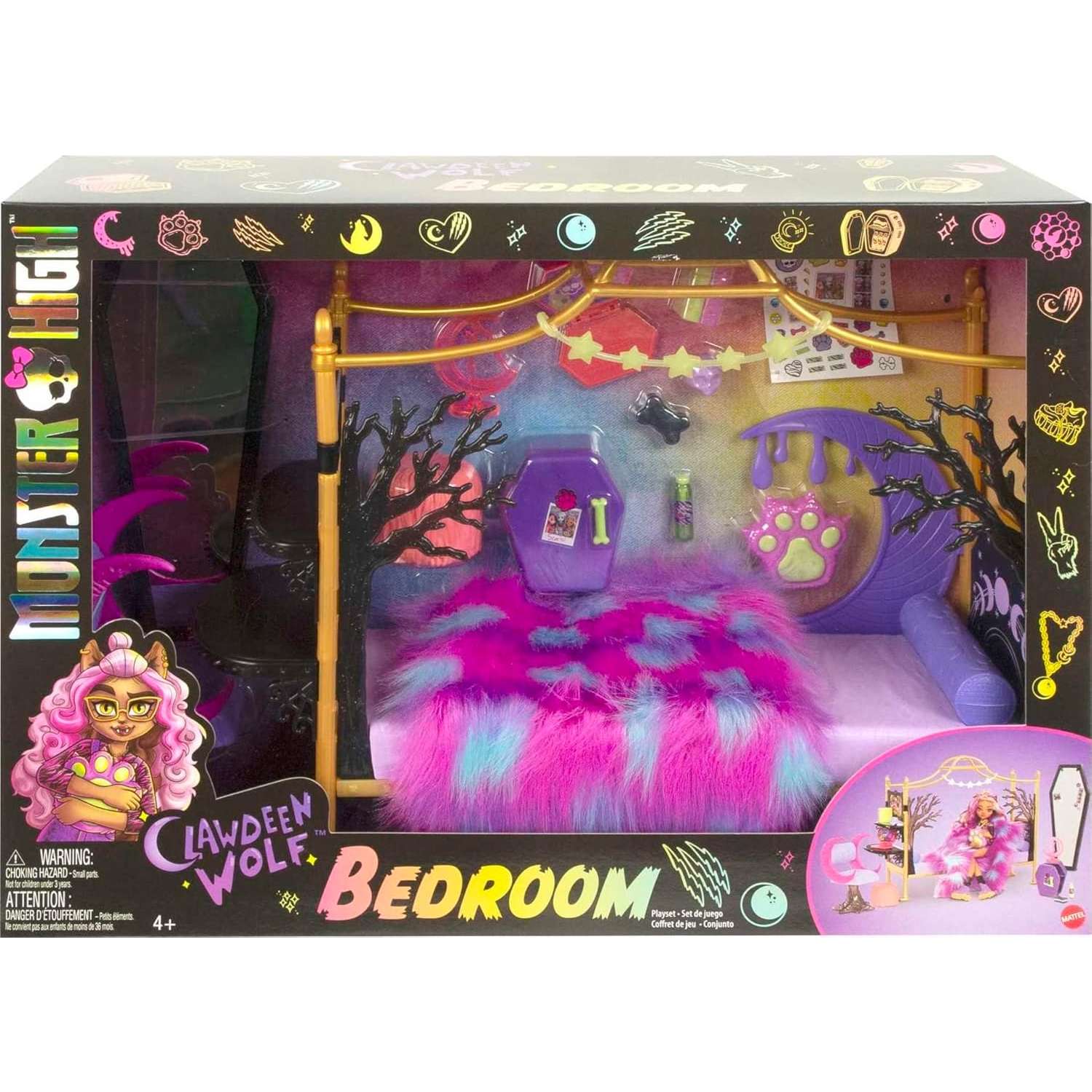 Аксессуар для кукол Monster High шкаф, кресло, кровать HHK64 - фото 5