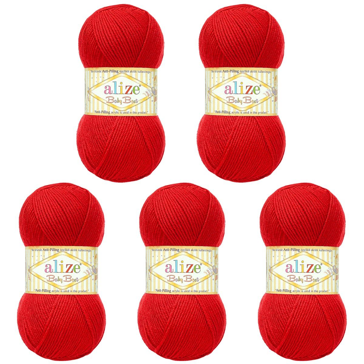 Пряжа для вязания Alize baby best бамбук акрил с эффектом антипиллинг 100 г 240 м 106 темно-красный 5 мотков - фото 5