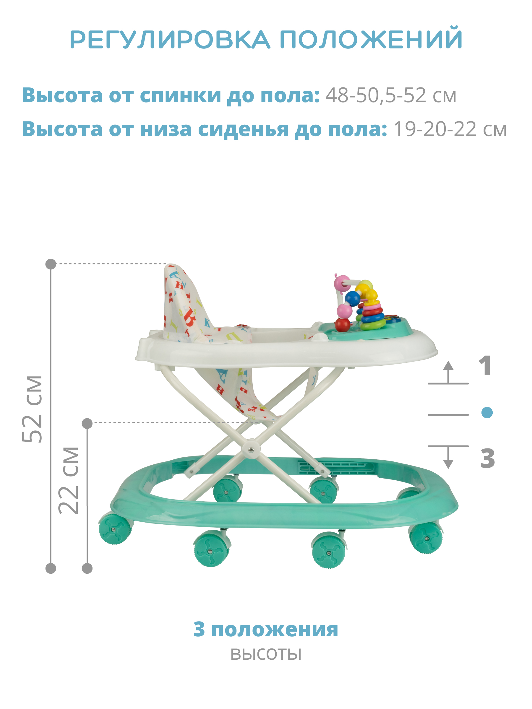 Ходунки Indigo Abc бирюзовый - фото 3