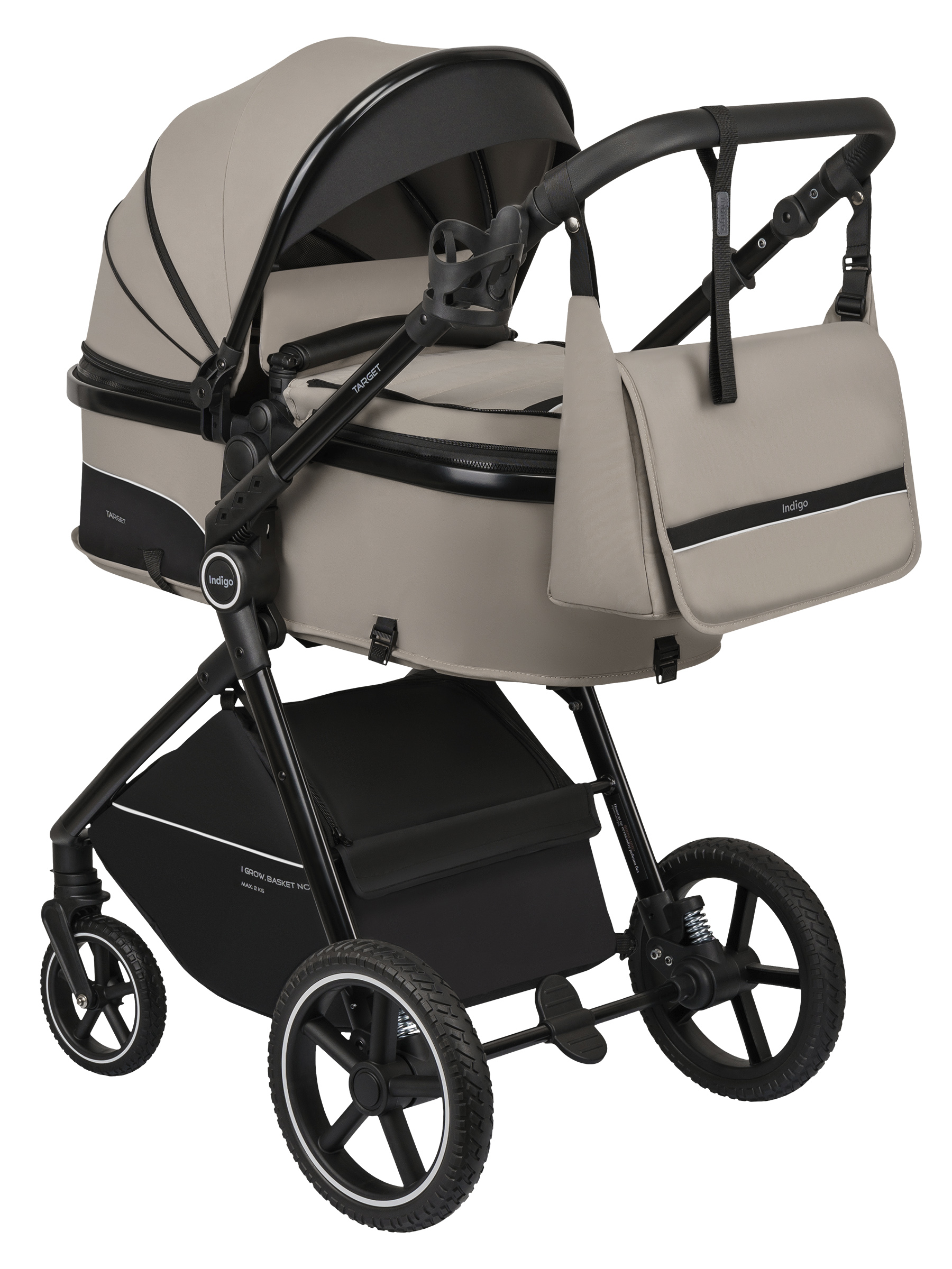 Коляска трансформер Indigo TARGET 3в1 бежевый - фото 14