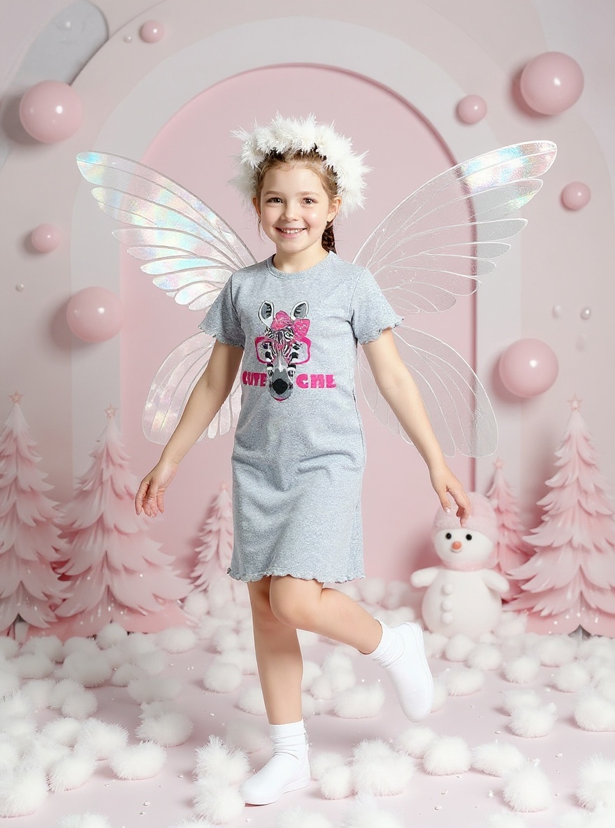 Сорочка ночная KiMMi co К-1408818 меланж зебра - фото 2