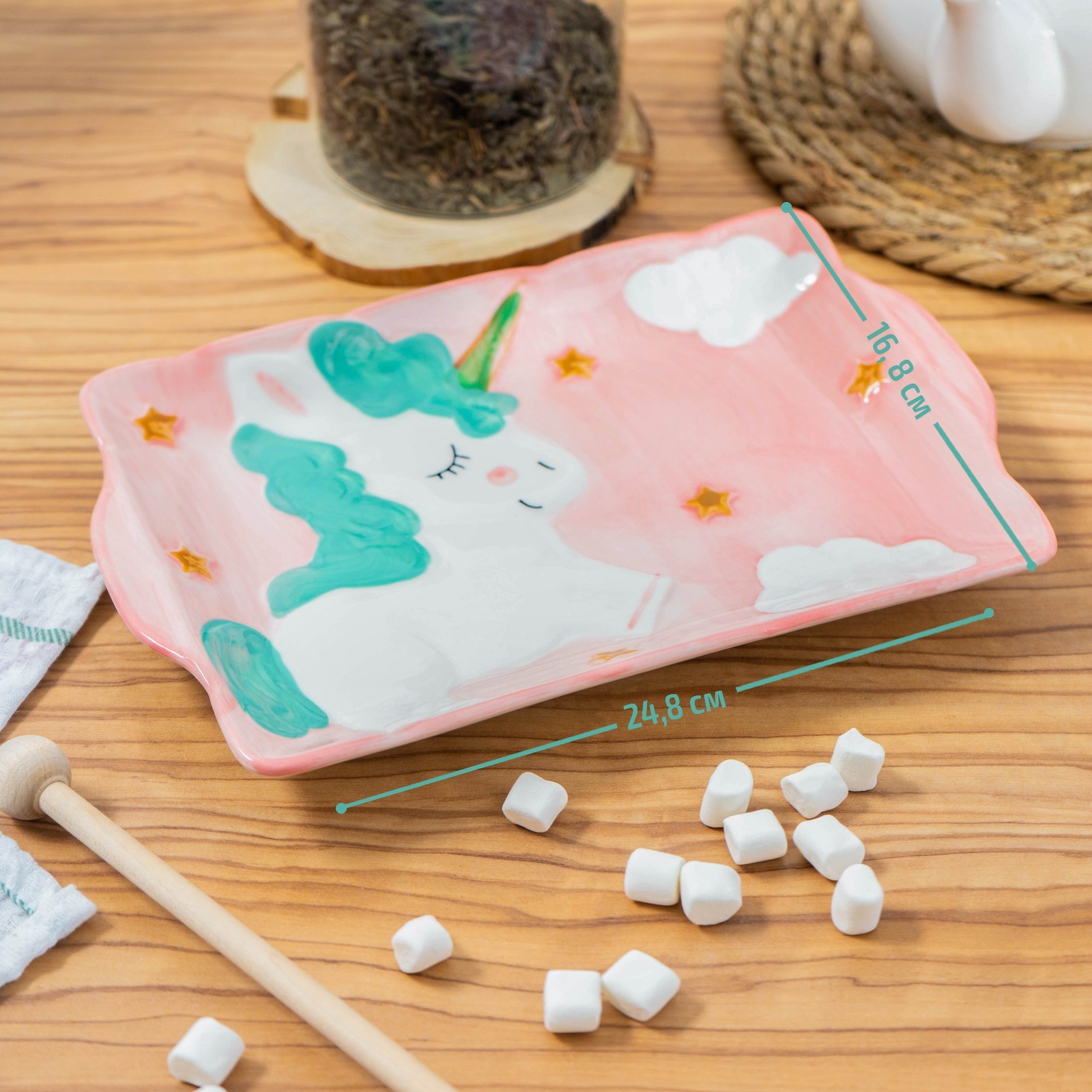 Блюдо керамическое прямоугольное Sima-Land «Единорог» 24,8×16,8 см - фото 2