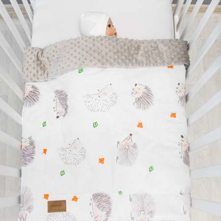 Плед AmaroBaby Растем вместе 96х87 см хлопок minky Крошка Eжик серый