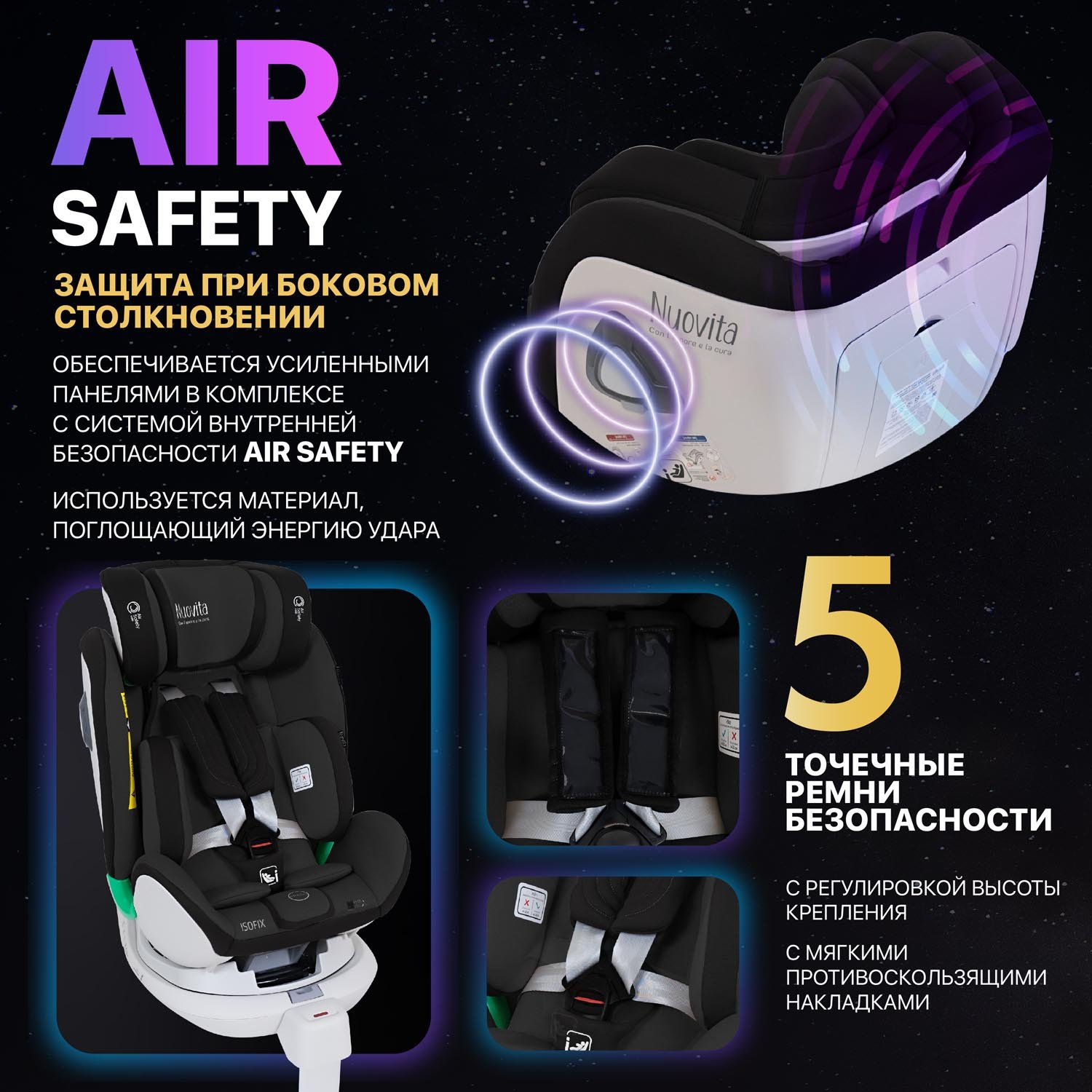 Автокресло Nuovita Maczione NiS1-1 Isofix 0+/1 (0-18 кг) черный - фото 8