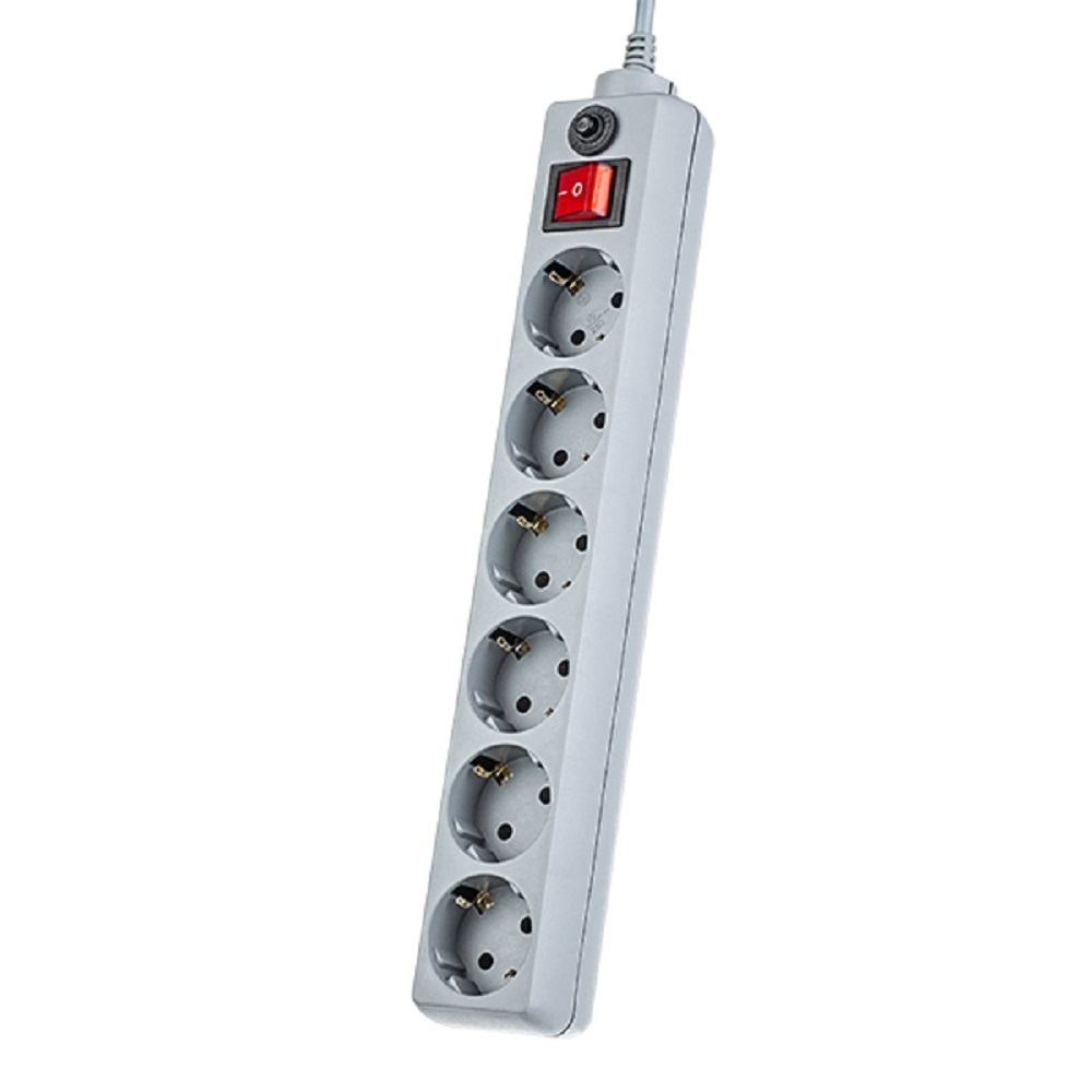 Сетевой фильтр Perfeo POWER+. 1.8м. 6 розеток. серый PF-PP-6 1.8-G - фото 2