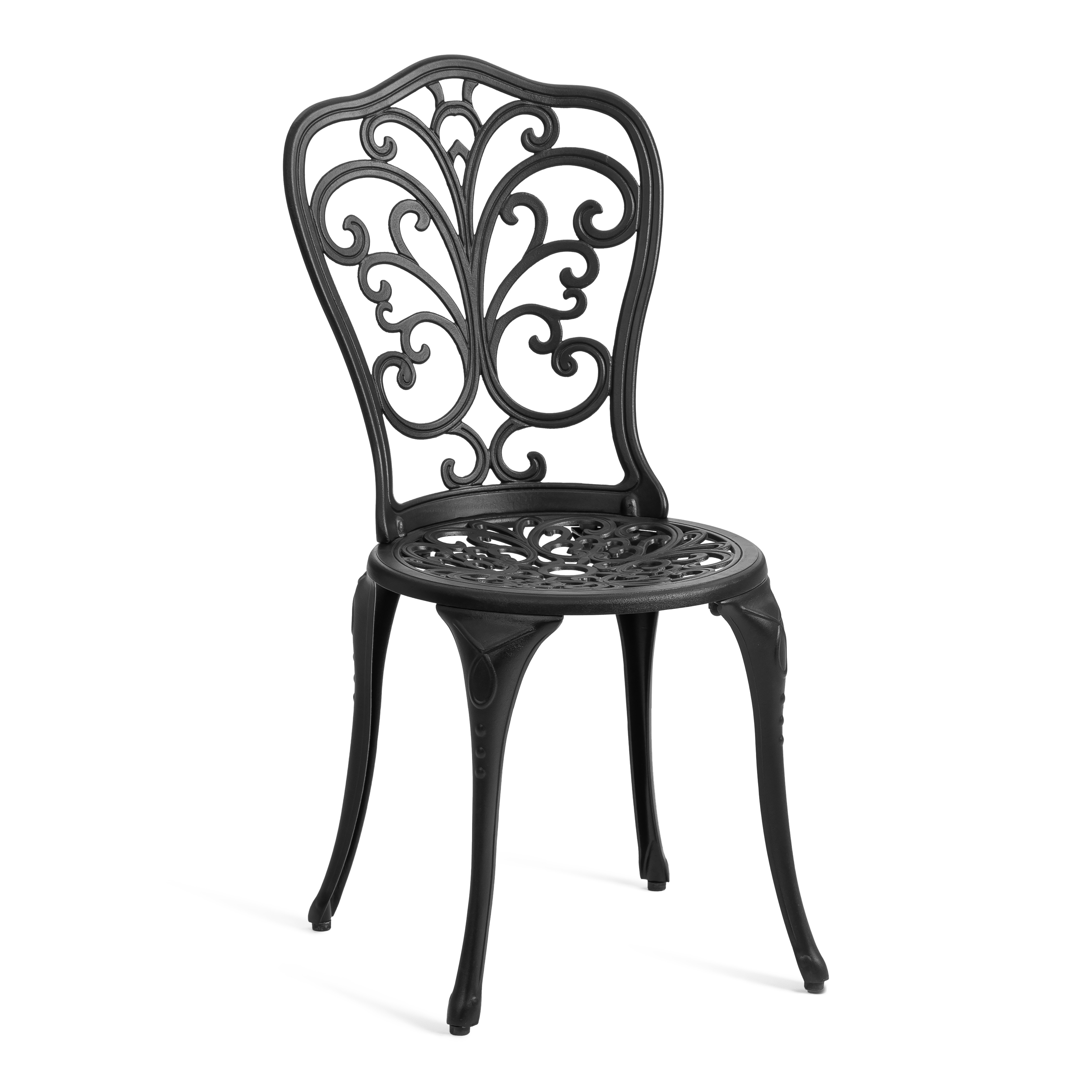 Комплект садовой мебели TETCHAIR Романс (стол+2 стула), алюминиевый сплав, D60/H67, 53х41х89см, черный - фото 8