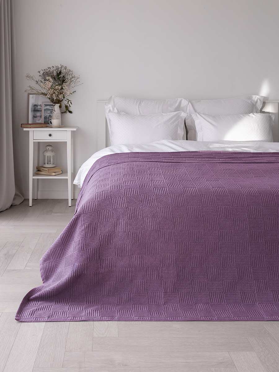Простыня DeNASTIA махровая фиолетовый D000154 200 x 220 см 1 шт. - фото 1