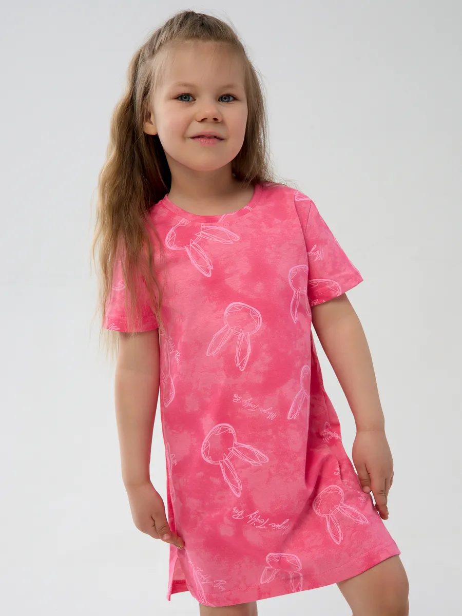 Сорочка ночная YAXX 001--Туника зайка/розовый (К) - фото 1