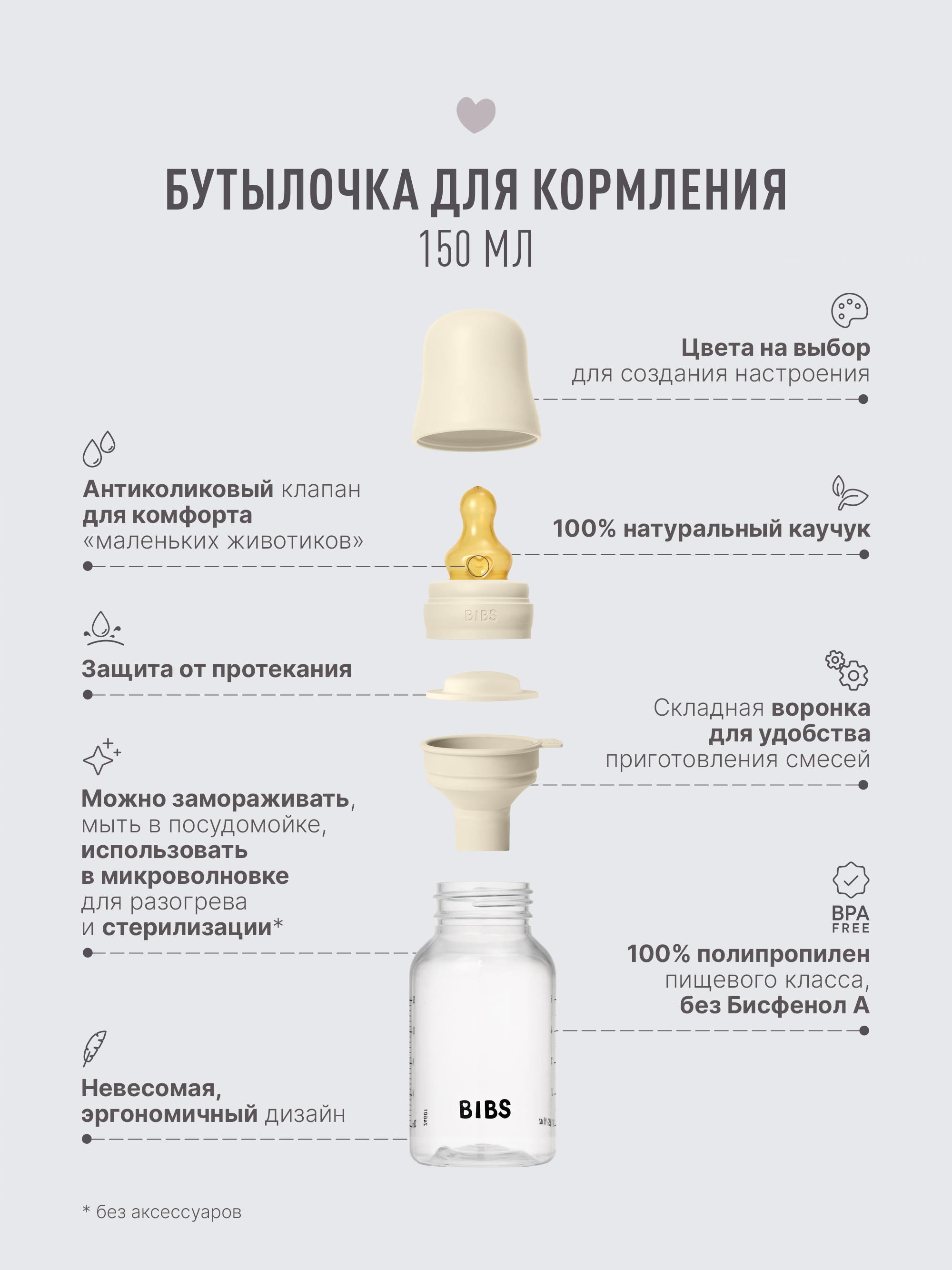 Бутылочка BIBS Classic+ 150 мл 1 шт. - фото 3