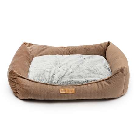 Лежанка Barbaks XL 75*60*19см прямоугольная однотонная с бортиком и съемной подушкой коричневая