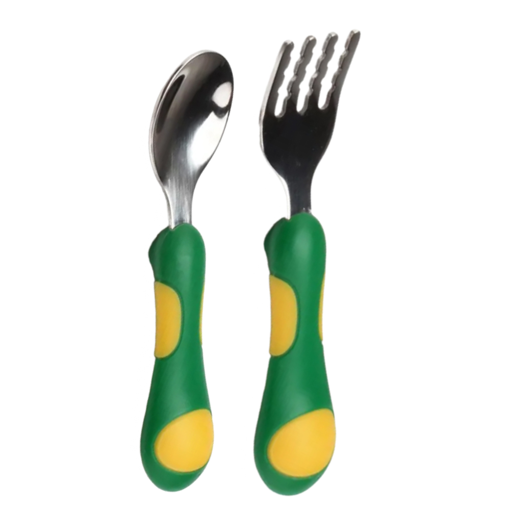Ложка и вилка Honest Shop набор желто-зеленый - фото 1