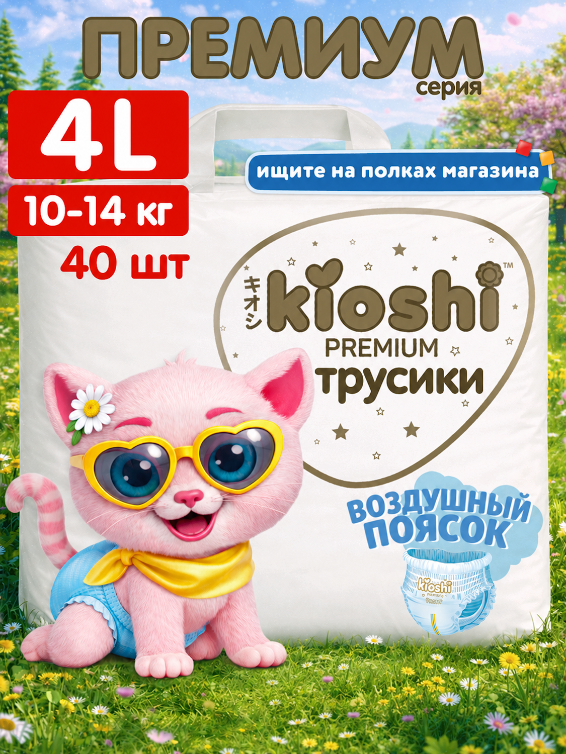 Трусики Kioshi Premium ультратонкие L (10-14 кг) 40 шт. - фото 1