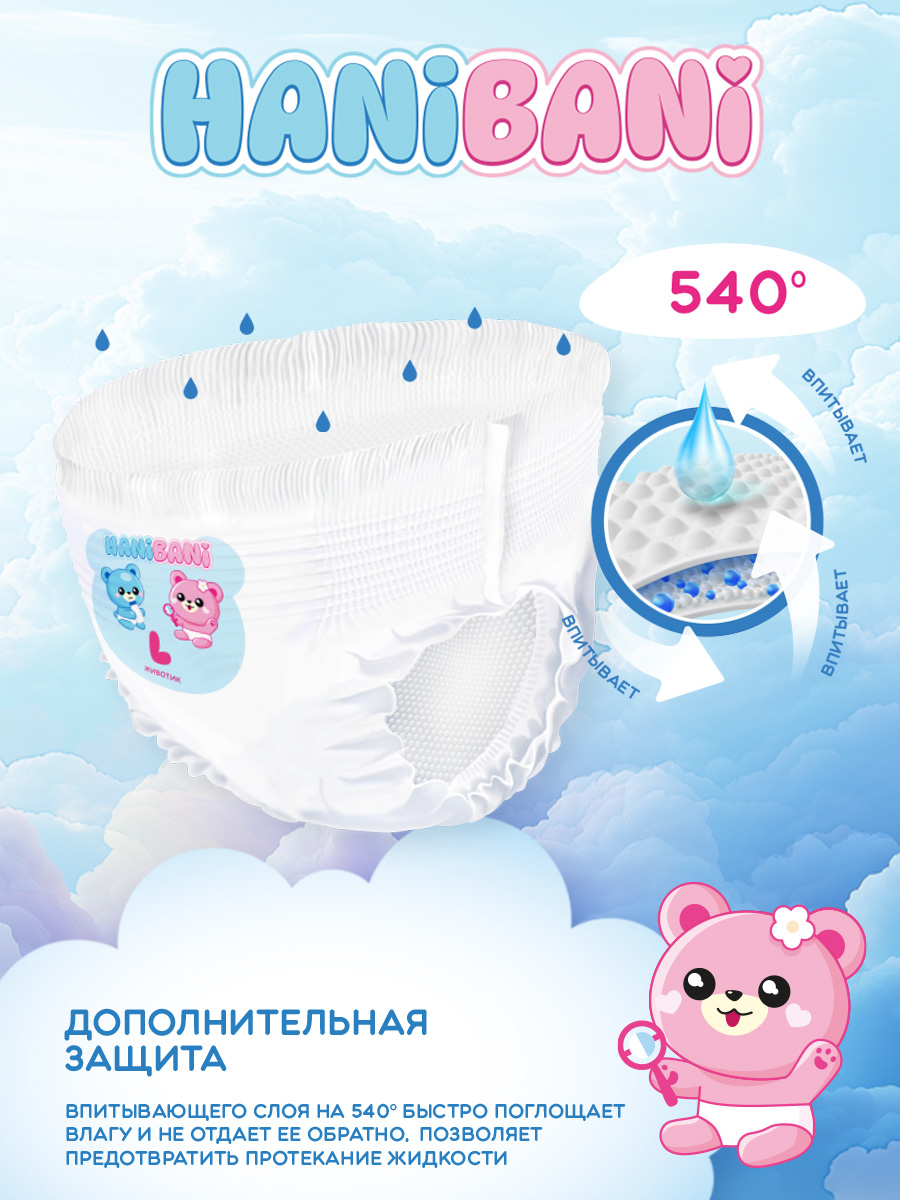 Подгузники HANIBANI Comfort M (6-11 кг) 68 шт. - фото 4