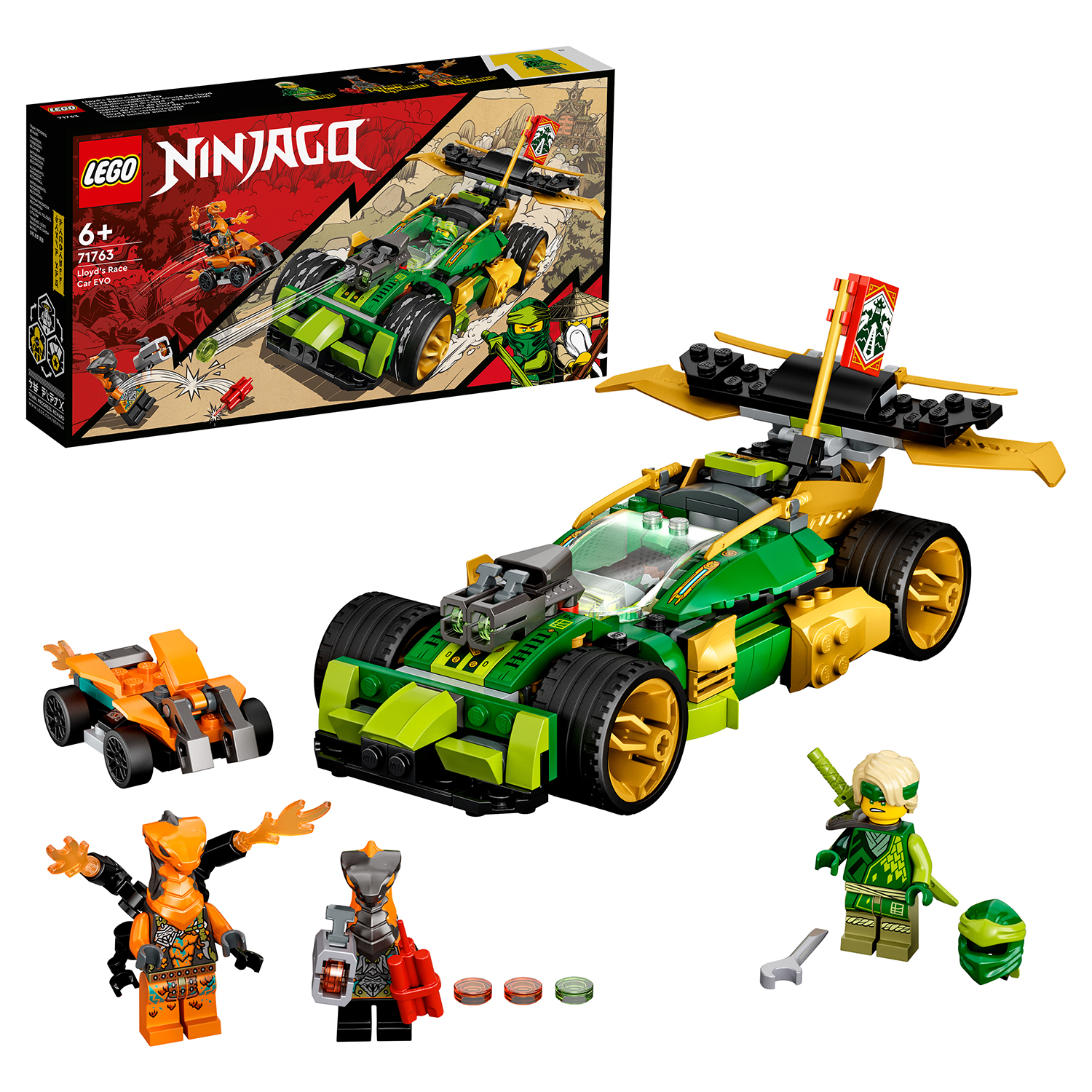 Конструктор LEGO NINJAGO Гоночный автомобиль ЭВО Ллойда блочный - фото 1