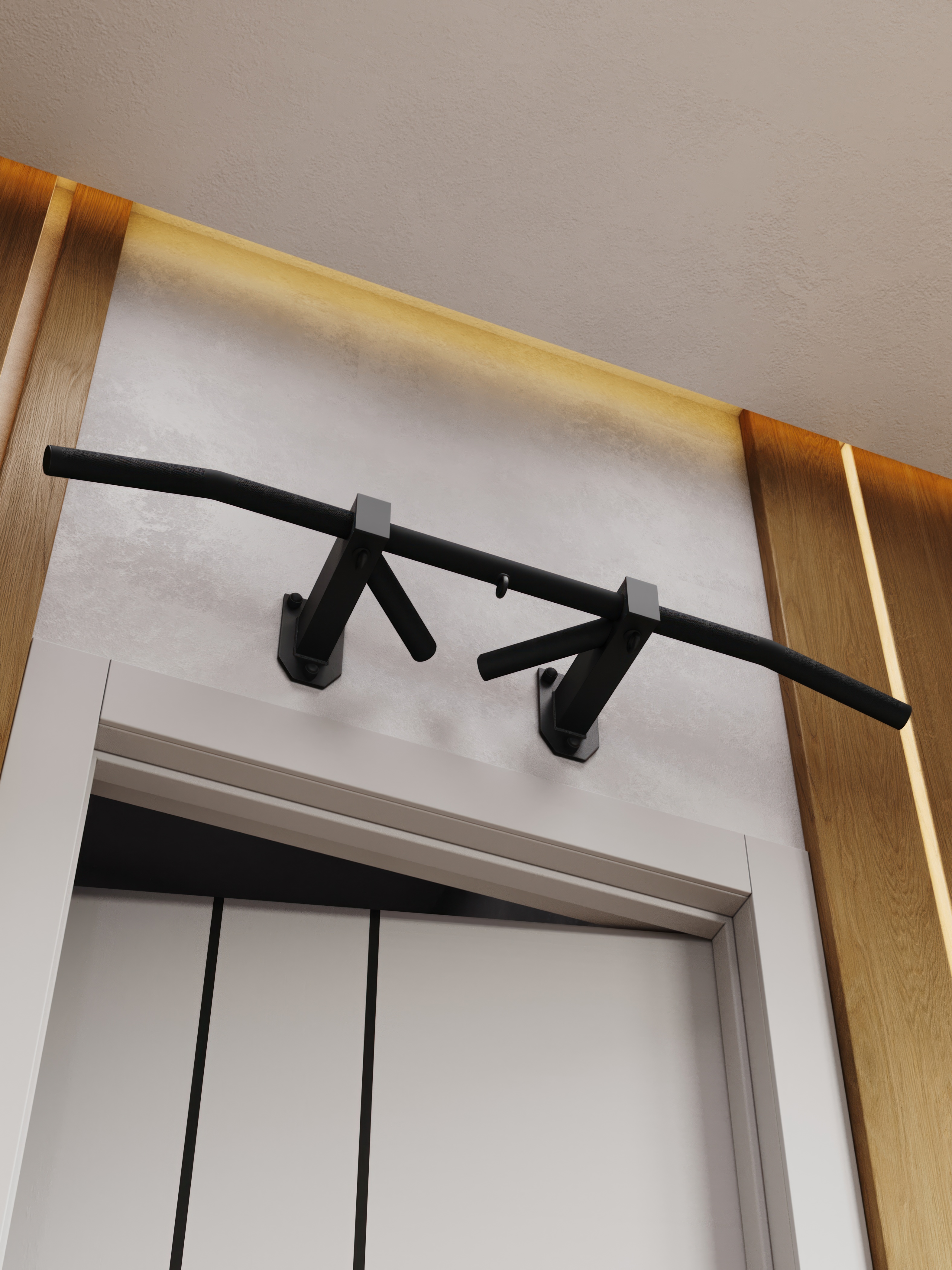 Турник наддверный "Буйвол" BLACK - стальное рифление - фото 8