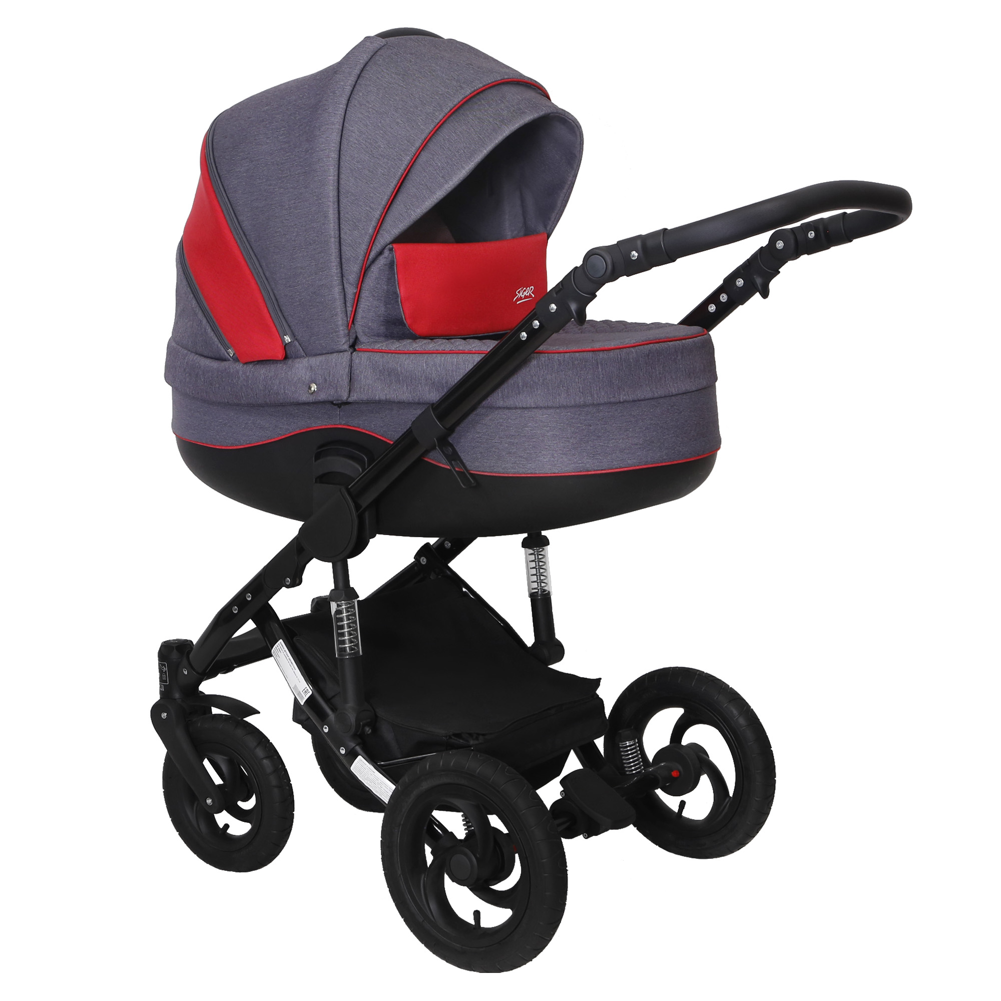 Коляска 2в1 SIGER Alba серый - фото 3