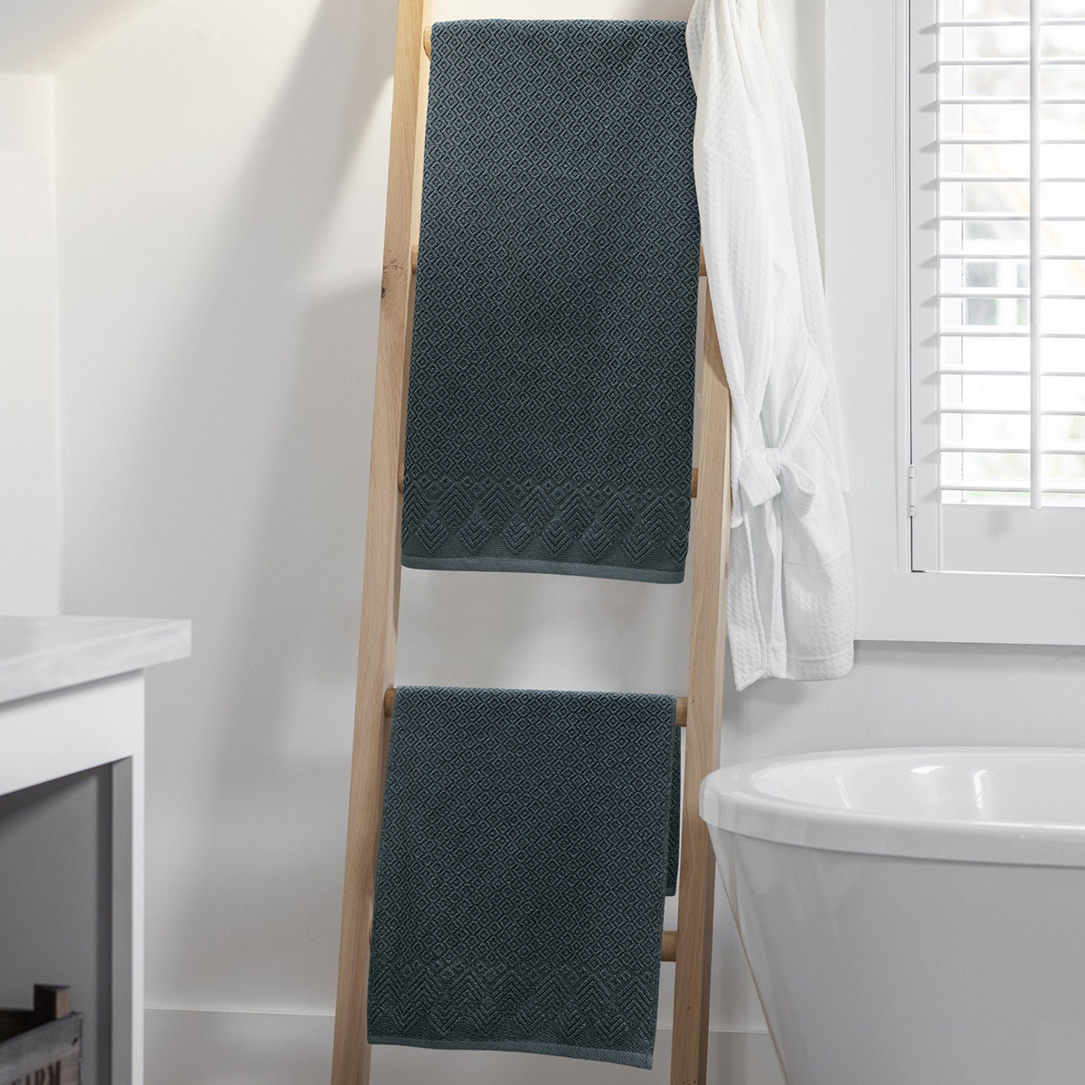 Полотенце BRAVO Ромб 50*70 + 70*120 серый 2 шт. - фото 4