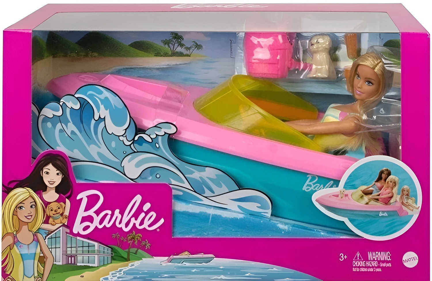 Кукла классическая Barbie в купальнике с лодкой высота 25 см GRG30 - фото 3