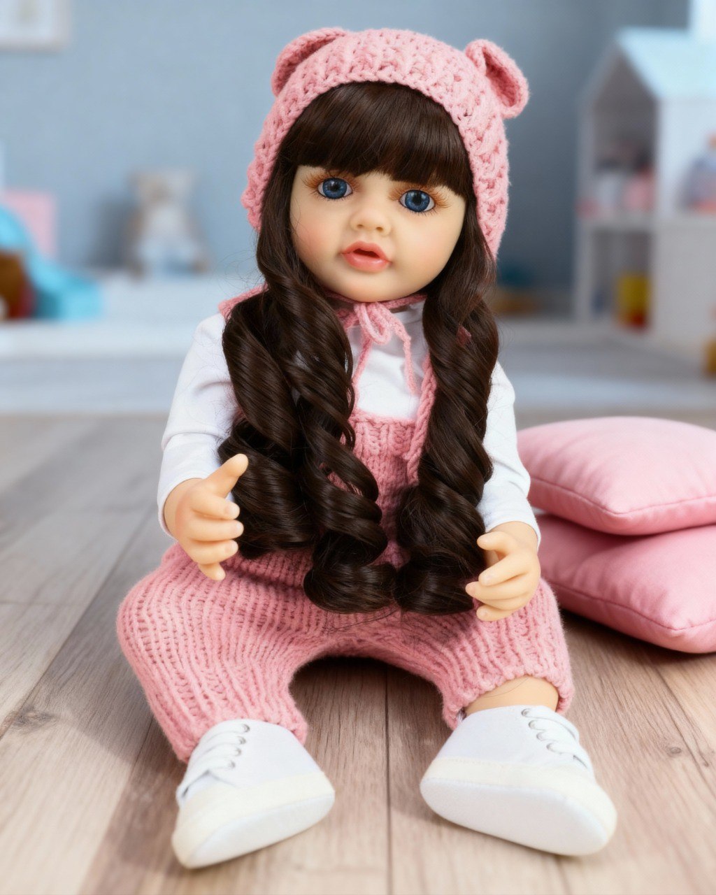 Кукла классическая RebornChild высота 55 см брюнетка/локоны - фото 7