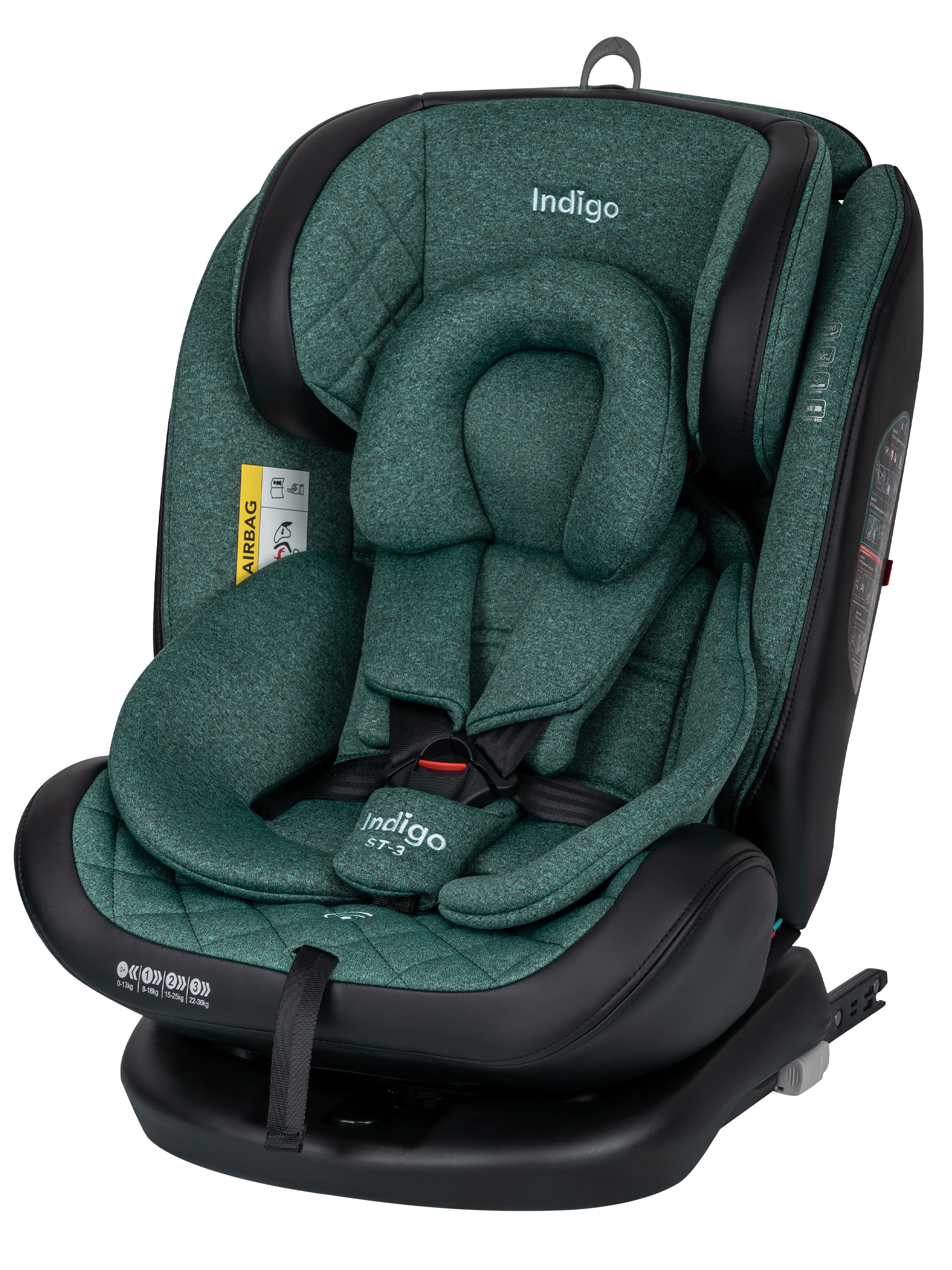 Автокресло Indigo Aero, зеленый Isofix 0+/1/2/3 (0-36 кг) - фото 2