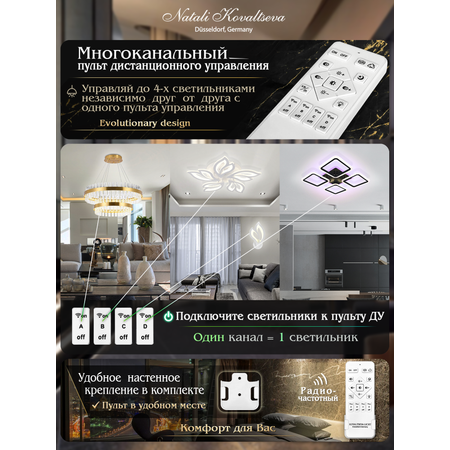 Светодиодный светильник NATALI KOVALTSEVA люстра 200W белый LED с RGB подсветкой