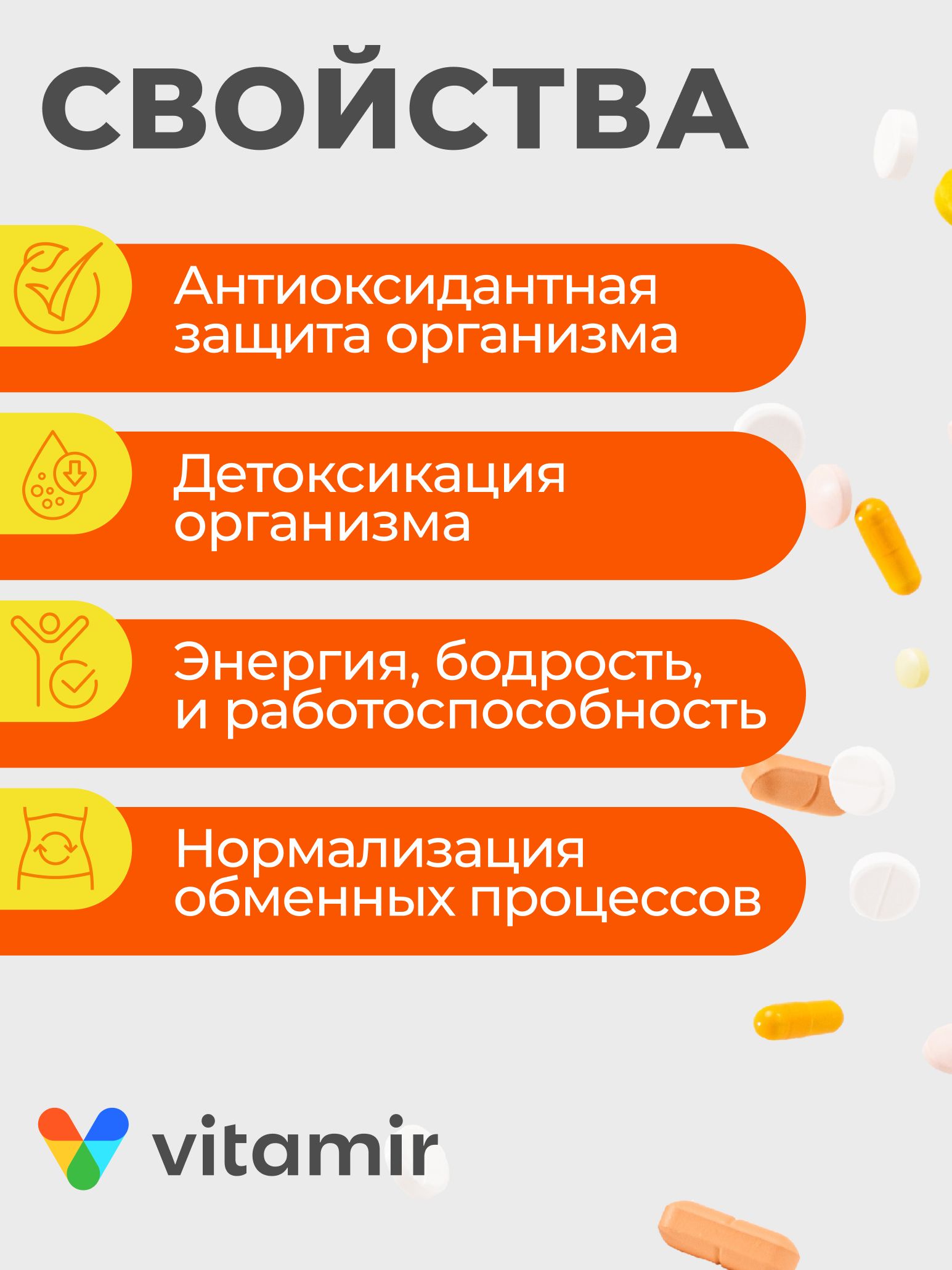 Янтарная кислота Форте VITAMIR PRO / Янтарная кислота в таблетках / 90 таблеток - фото 2