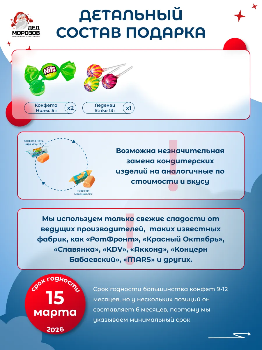Сладкий новогодний подарок Дедморозов Пакет 1000 г - фото 5
