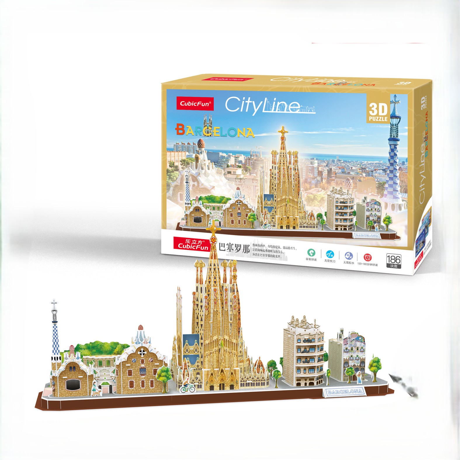 Пазл CubicFun Барселона CityLine 186 деталей 3D - фото 1