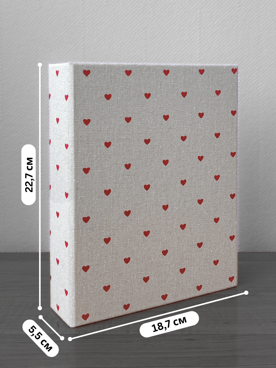 Фотоальбом AXLER для фотографий с кармашками сердечками и льняной обложкой - фото 2