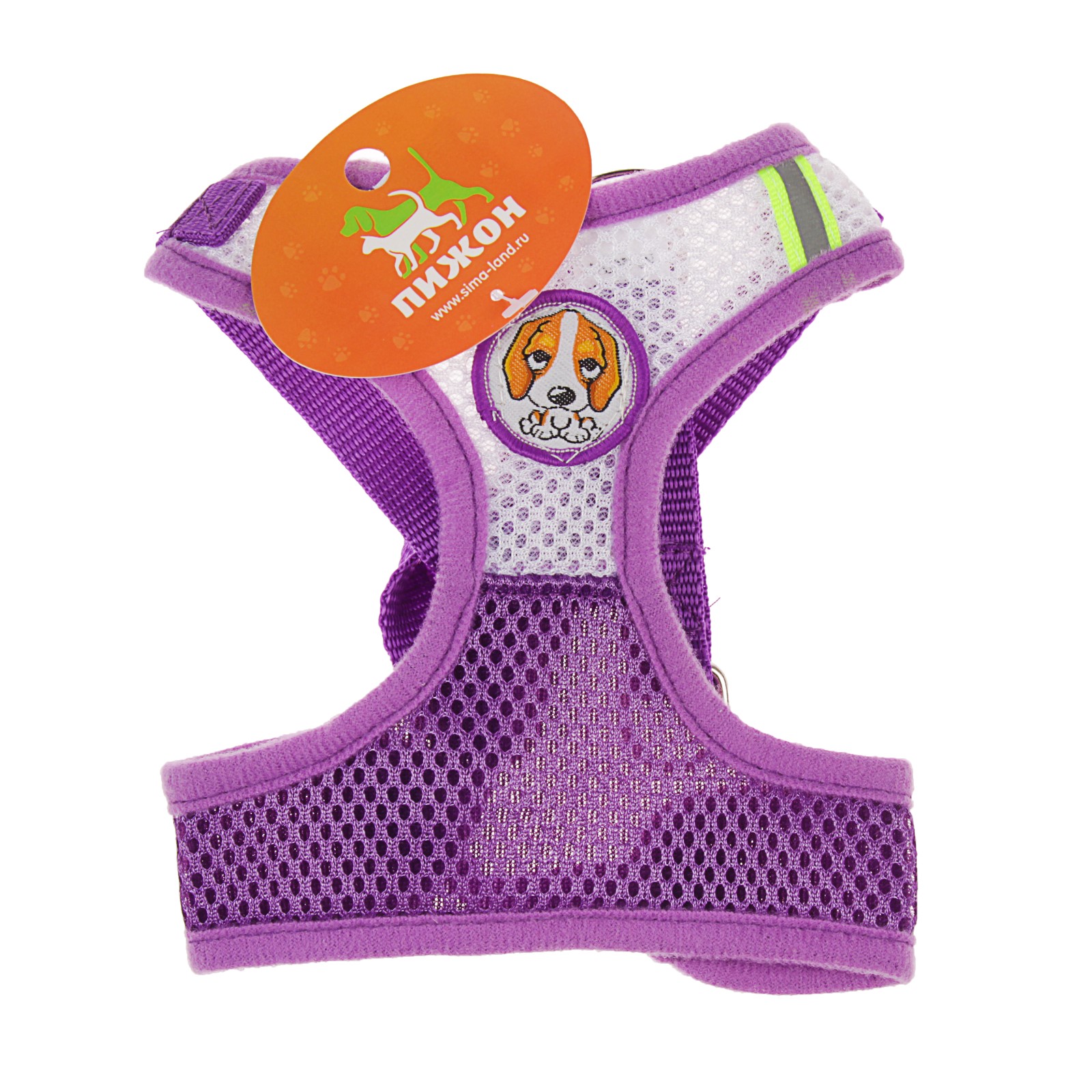 Шлейка Пижон регулируемая дышащая светоотражающая размер S фиолетовая - фото 6