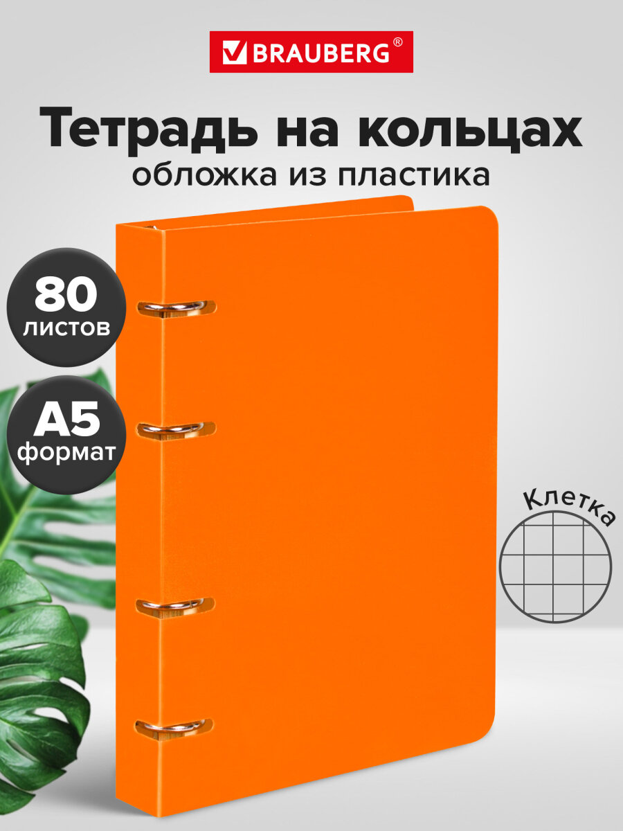 Тетрадь со сменным блоком Brauberg клетка 80 лист. - фото 1