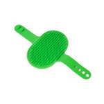 Щётка-массажёр Barbaks из термопластичной резины для ухода за питомцем зеленая 15*11.5см