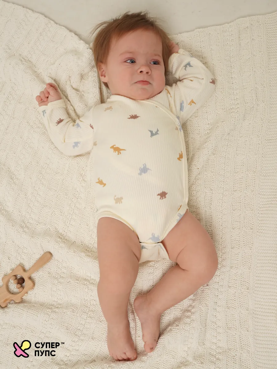 Боди 3 шт Супер Пупс нбр/3пр/бд/зап/полосатыединозавры - фото 27