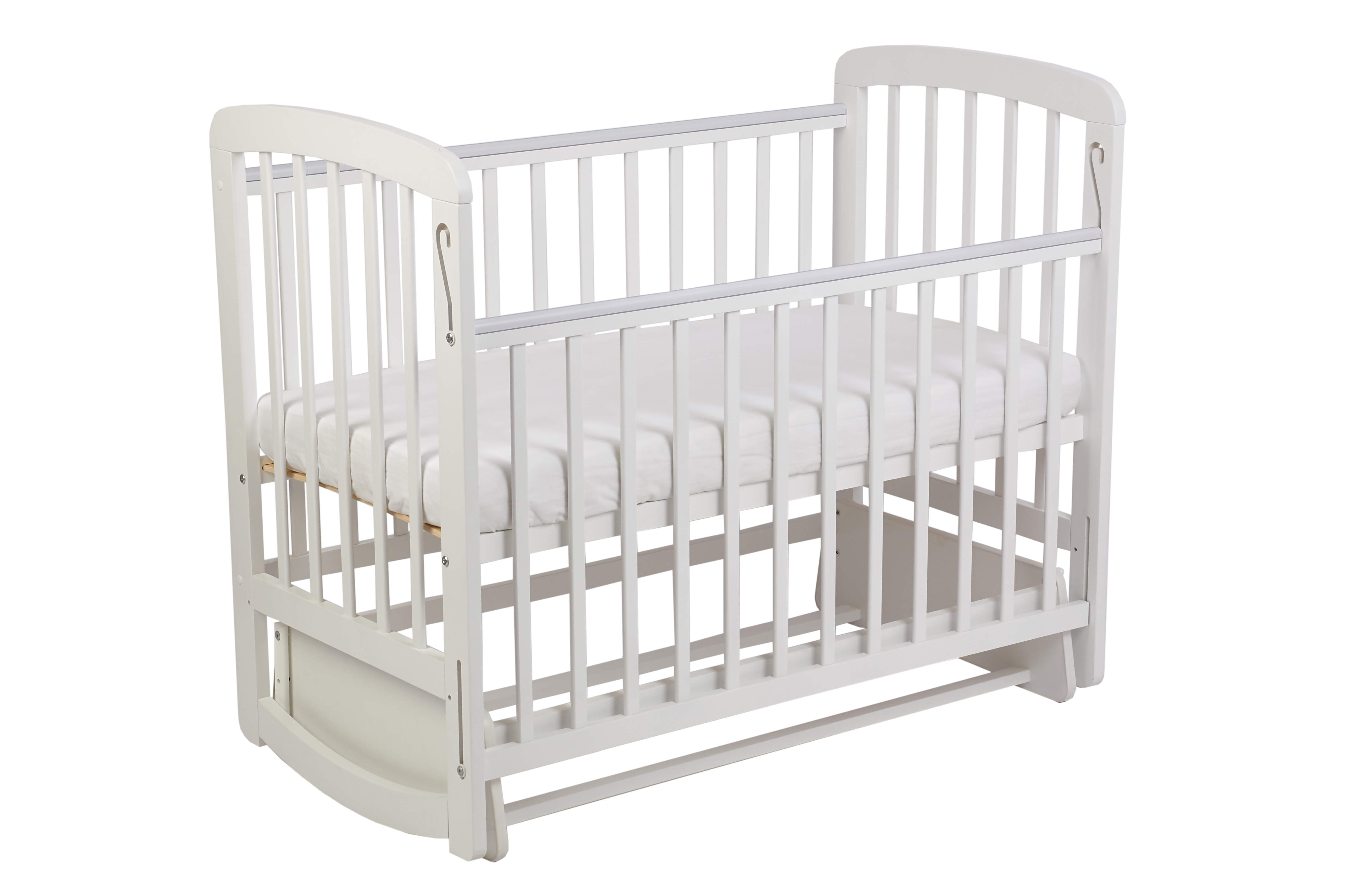 Детская кроватка Polini kids прямоугольная, поперечный маятник (белый) - фото 6